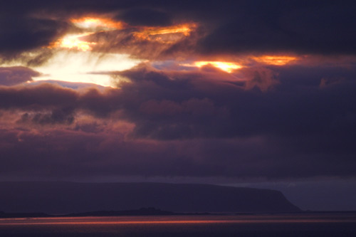 Sunset at a few minutes past midnight