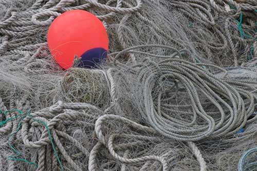 Tangle of ropes and fishing nets
