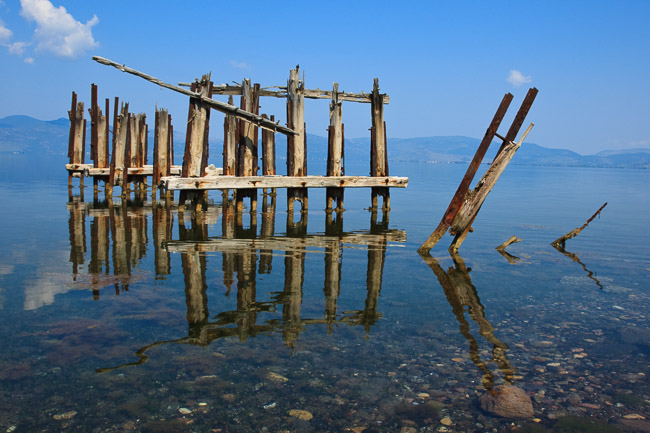 Remains of old wooden jetty, Lesvos, Greece