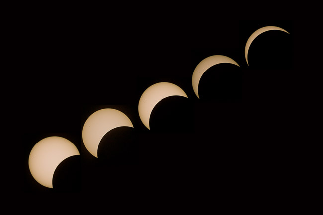 Stages in solar eclipse, Side, Turkey