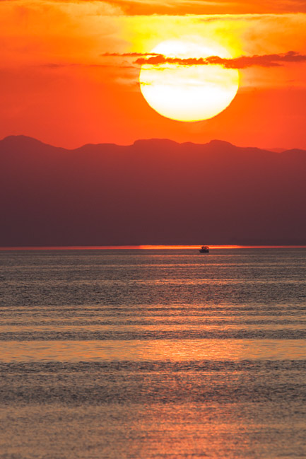 Sunset across bay, Side