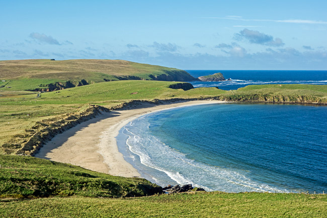 View across Bay of Scousburgh, South Mainland Shetland, Scotland