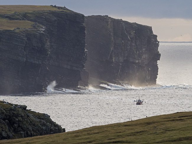 Noss and fishing boat, Bressay, Shetland