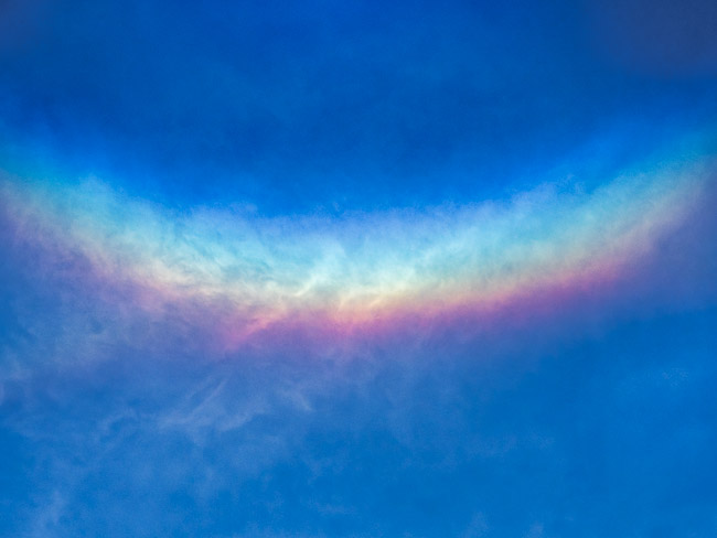 Circumzenithal arc rainbow (smile in  the sky), Grutness, South Mainland, Shetland
