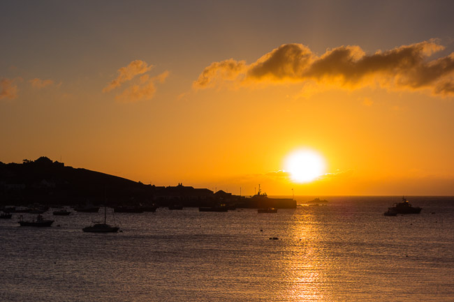Sunset across Town Bay, St Mary's, Isles of Scilly