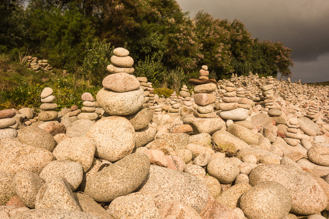 Piles of stones near Old Town Bay, St Mary's, Isles of Scilly