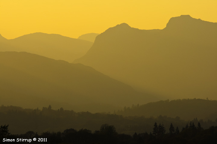 Langdale Pikes at dusk